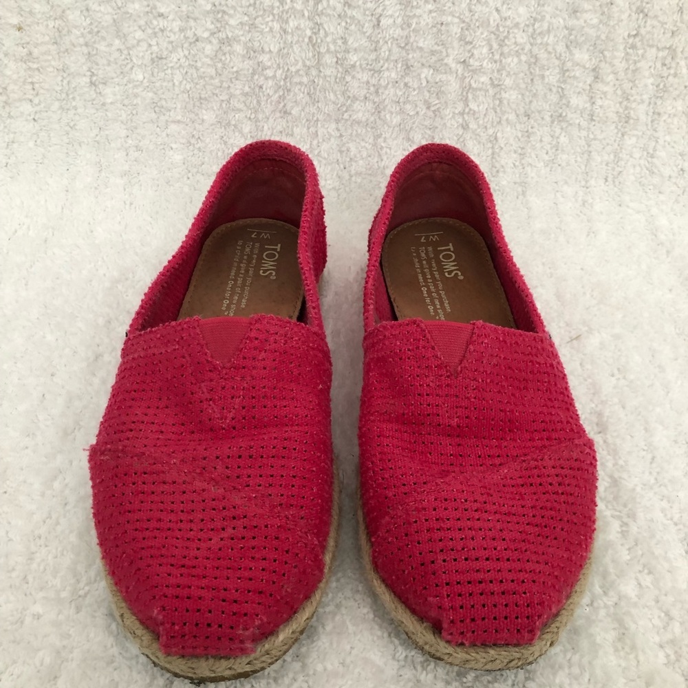 TOMS hot pink open knit with espadrille soles